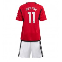 Camisa de time de futebol Manchester United Rasmus Hojlund #11 Replicas 1º Equipamento Infantil 2023-24 Manga Curta (+ Calças curtas)